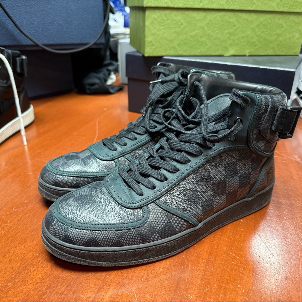 Louis Vuitton Black Checkered High-Top Sneakers